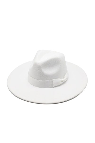 Pissos White Wide Fedora - Adjustable Engagement and Wedding Accessory