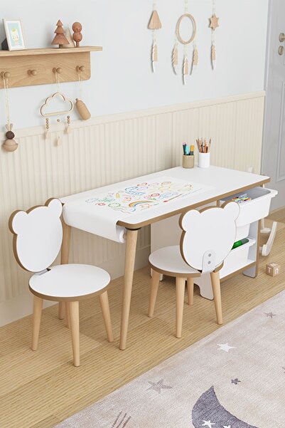 OBİ Atölye Resim Kağıdı Rulolu Aktivite Masası 2 Sandalyeli Çocuk Çalışma Mas...