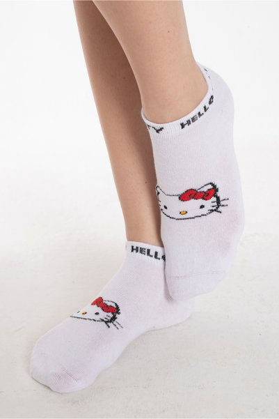 Hello Kitty White Patterned Short Socks - ROZ-121/1 Licensed