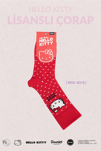 Hello Kitty Red Polka Dot Patterned Socks - ROZ-121/3