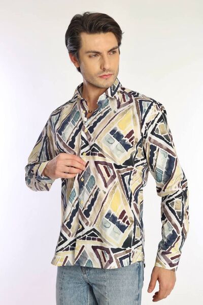 PASSERO Cămașă pentru bărbați - Dar croială și Digital cu imprimeu