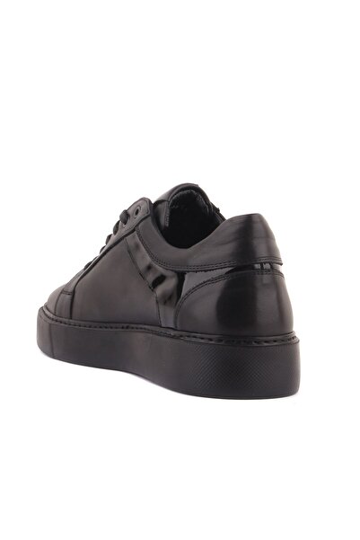 SailLakers - Μαύρα δερμάτινα ανδρικά παπούτσια casual με κορδόνια 101-7088-HE1065