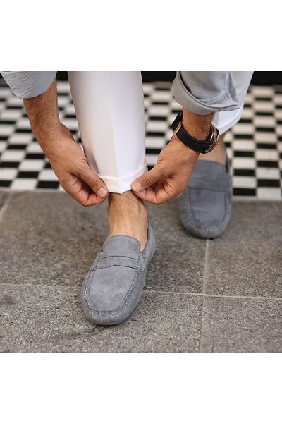 SailLakers Grey Suede Leather Men's Loafer Shoes