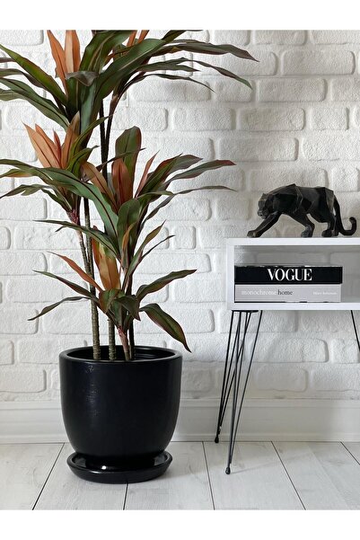 odka 10litre Saksı Tabaklı Çap: 25cmx Yükseklik: 23cm Siyah Renk