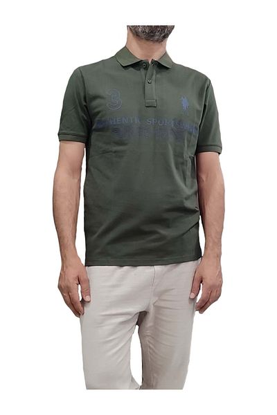 U.S. Polo Assn. Μπλουζάκι με στάμπα U.S POLO KHAKI L - Μπροστά και πίσω - ST07530-KHAKI-L