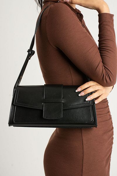 Valu Accessorize Geantă de umăr Siena pentru femei cu clapeta cu inchidere magnetica bagheta neagră