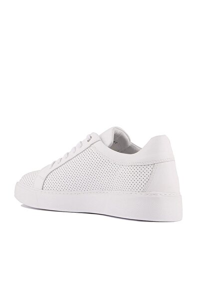 SailLakers - Λευκά δερμάτινα ανδρικά παπούτσια casual με κορδόνια 101-7046-HE1065