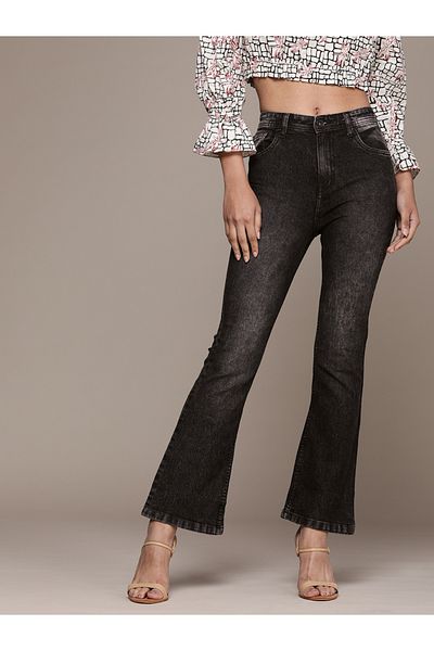 High Star By Styli High Rise Bootcut Clean Look Stretchable Jeans