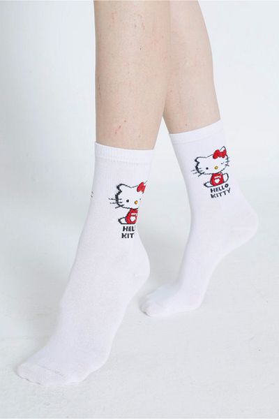 Hello Kitty ROZ-121/2 Model Patterned and Licensed White Socks