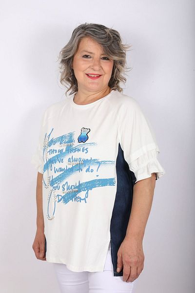 Hitit Butik White Blouse with Printed Lettering
