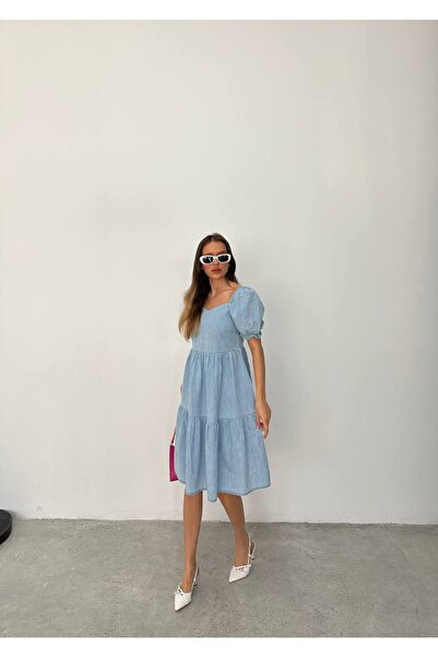 DİMA FASHİON GİPELİ V YAKA ELBİSE