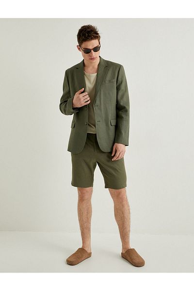 Koton Men's Slim Fit Blazer Jacket - Buttoned and Fleto Pocket Detail 4SAM50039HW