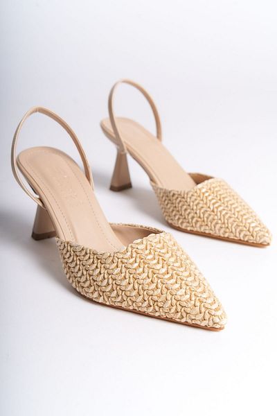Shoesers Pantofi de zi cu toc acoperiți cu paie cu design special pentru femei