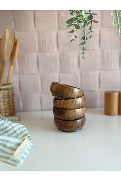BUCOLIC 4-Piece Natural Wooden Snack Bowl / Bowl / Brown