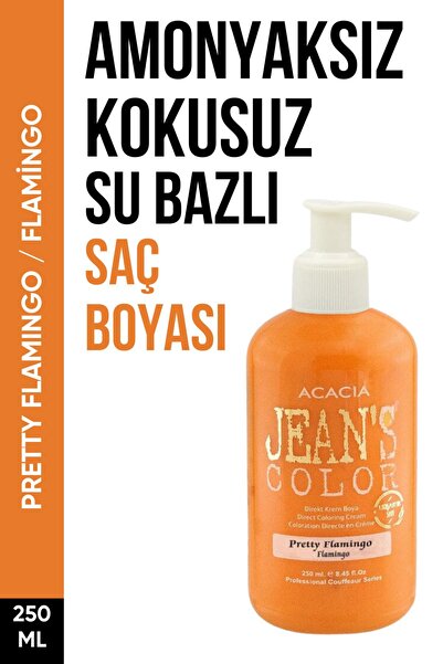 jeans color Amonyaksız Flamingo Renkli Saç Boyası 250 Ml Kokusuz Su Bazlı Pretty Flamingo Hair Dye