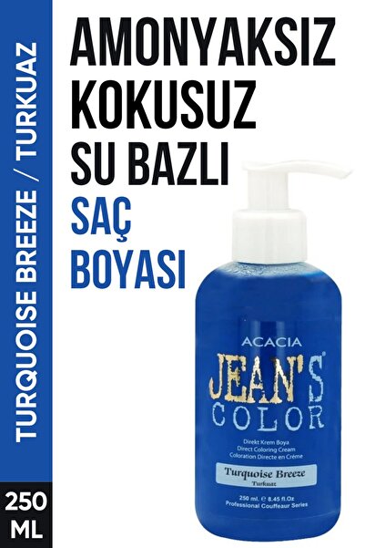 jeans color Amonyaksız Turkuaz Renkli Saç Boyası 250 Ml Kokusuz Su Bazlı Turq...