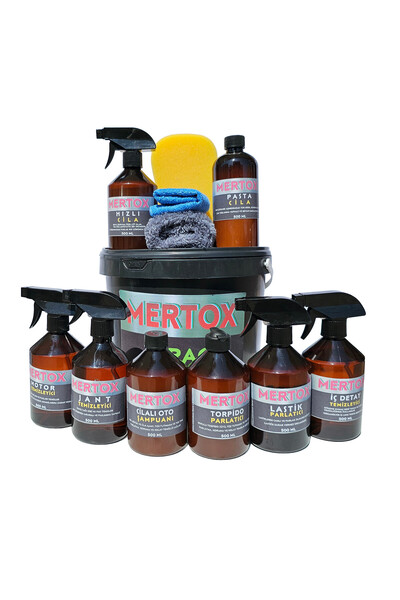 MERTOX OTO ARABA ARAÇ YIKAMA TEMİZLİK VE BAKIM SETİ-12 PARÇA-8X500ML+BEZ SÜNG...