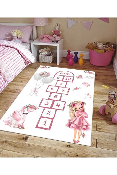 VİVİCA Dijital Baskı Kaymaz Taban Makinede Yıkanabilir Çocuk Odası Halısı Beb...