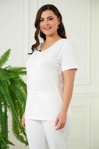 RMG White V-Neck Large Size T-Shirt1