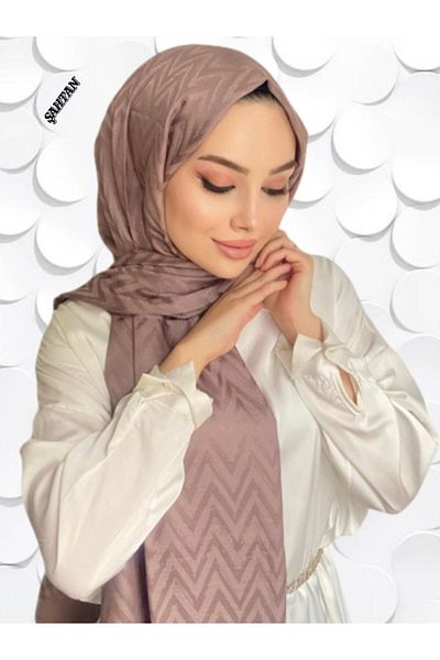 ŞahTan Zigzag Pattern Mink Cotton Jacquard Shawl