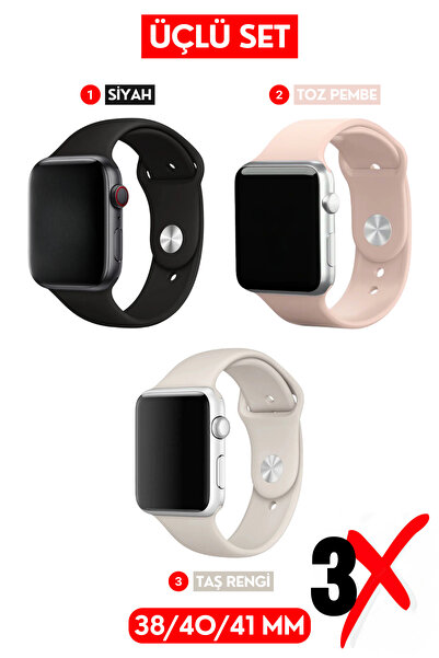 EWEC Üçlü Set | Apple Watch 1 2 3 4 5 6 7 8 9 Se 38-40-41 mm Uyumlu Premium Y...
