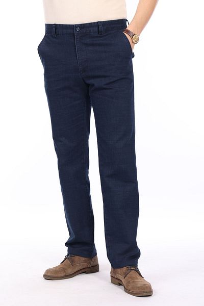 Yeniay Men's Spring Lycra Side Pocket Blue Jeans Classic Cut