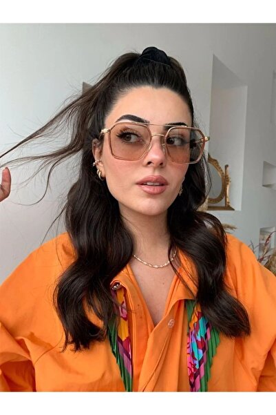 LOOKUP NEW للجنسين النساء الرجال Uv400 حماية العسل اللون عارية الذهب مربع مست...