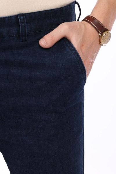 Yeniay Men's Spring Lycra Side Pocket Blue Jeans Classic Cut