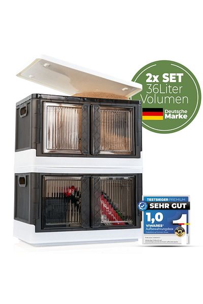 Viwares Faltbare Aufbewahrungsbox mit Deckel - 2 Stapelbare Aufbewahrungsboxen