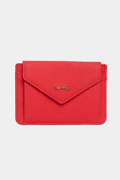 REWİNA 9098 Model Red Genuine Leather Women's Portfolio Wallet - Multi-Purpose and Magnetic