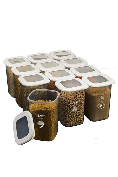 Viwares Foly Weiß luftdichte Vorratsdosen mit Deckel | 12er Vorratsbehälter Set 1,2l