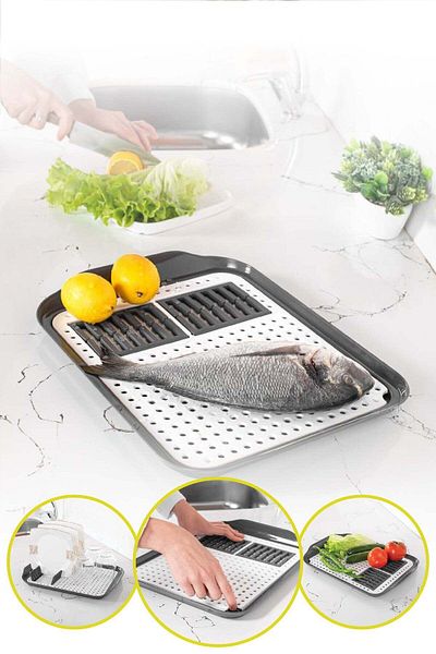 Viwares Abtropfgestell 2 in 1 Abtropfgitter für Küchen Spüle Ablage Teller Gläser & Lebensmittel