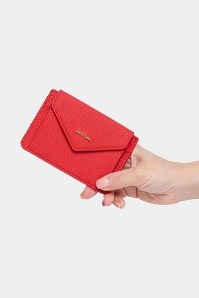 REWİNA 9098 Model Red Genuine Leather Women's Portfolio Wallet - Multi-Purpose and Magnetic