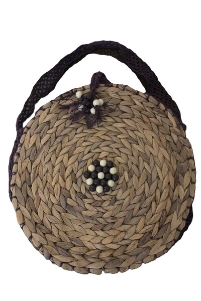 Hobi Dünyası Large Size Round Straw Shoulder Bag - Casual Summer Beach Bag