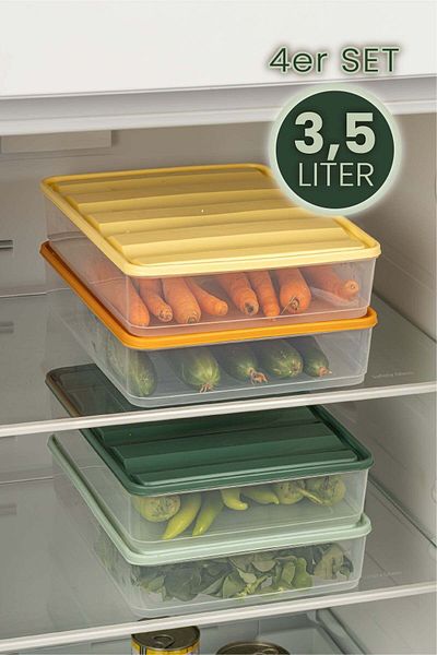 Viwares 4 Teilig Bella Kühlschrank organizér 3,5 l Bunt Vorratsbehälter