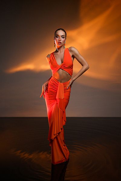 Gira official Orange Maxi Dress - Cut Out Detail