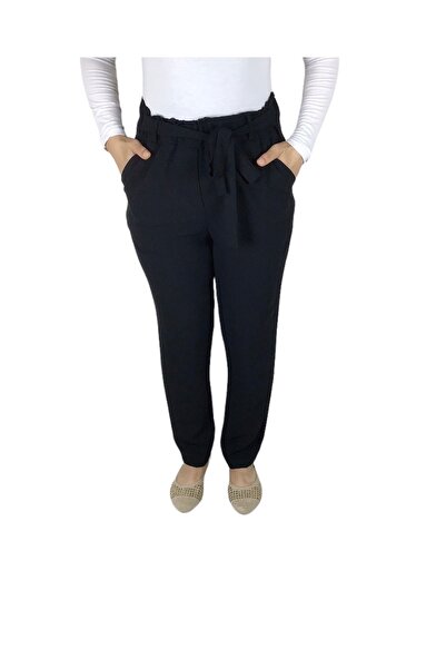 ECE GİYİM Ayrobın Women's Trousers - Elastic Waist, Belted and Pocketed, Narr...