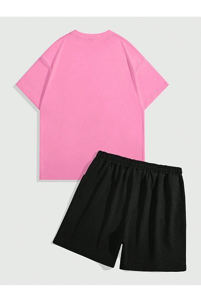 Mella&Co Unisex T-Shirt and Shorts - Printed Crew Neck Suit Set