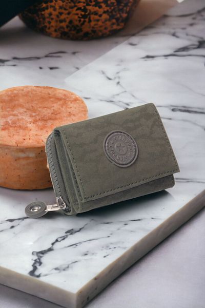 dericom Accesoriu elegant pentru suport pentru carduri portofel verde din țesătură ruptă pentru femei, cu dispozitive de fixare și fermoar