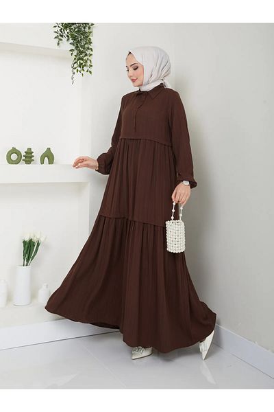 İPEK TUTUŞ Viscose Women's Hijab Dress - Shirt Collar