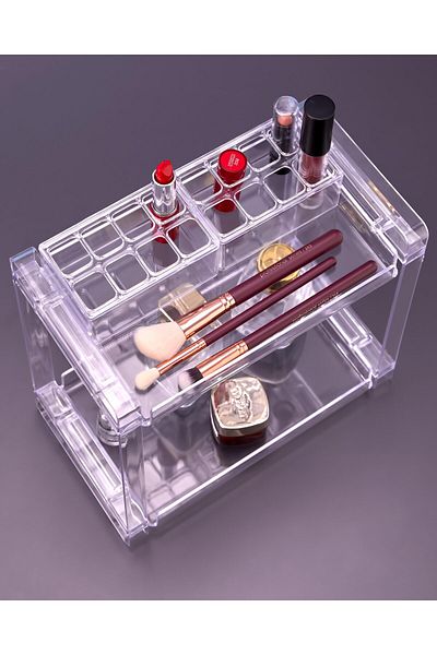 ASlife Home 2-Tier Bathroom Makeup Organizer - Shelf Stand Lipstick Organizer