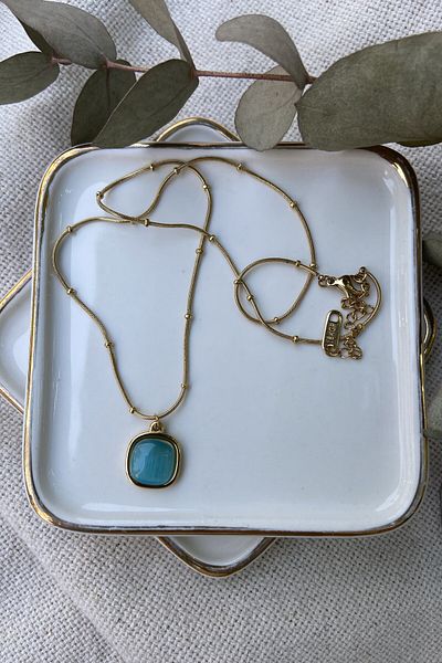 fuya design 45cm Square Moon Stone Necklace