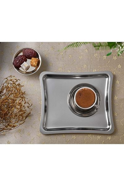 Vipkitchen 6 Pieces Shiny Tea Coffee Presentation Tray