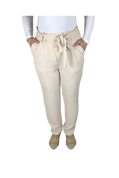 ECE GİYİM بنطلون نسائي من Ayrobın - خصر مطاطي، حزام وجيب، ساق نحيفة