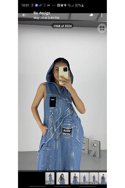 RE DESIGN Denim Dress - Foiled Detail