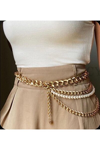 Maiden design Büyük Inci Detaylı Zincir Kemer