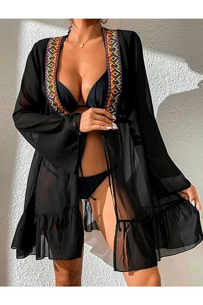 ŞAHPERA BUTİK Φόρεμα παραλίας Marina Chiffon με έθνικ σχέδιο