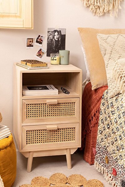 ŞafakMobilya Ahşap Çift Hazeran Çekmeceli Komodin