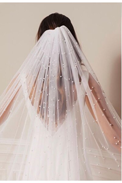 JetDukkan Voal de mireasă, voal cu perle - lungime 2,5 m, lățime 1,5 m - voal...