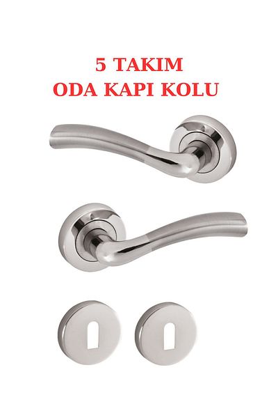 ARON (7 Sets) Nickel Satin with Macro Rosette - 3+1 Apartment Set, Aluminum/Steel Door Handle